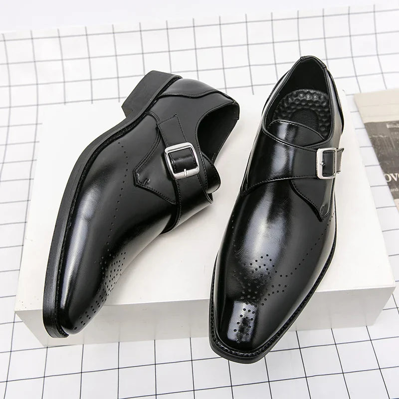 Men's Single Strap Buckle Dress Shoes