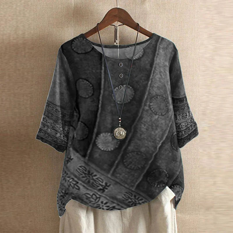 Women's Retro Print Blouse