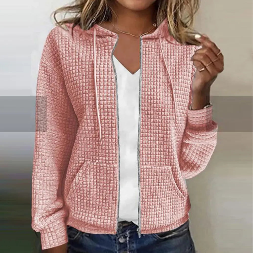 Women's Quilted Hooded Jacket Zip Front Regular Fit - VibreMode