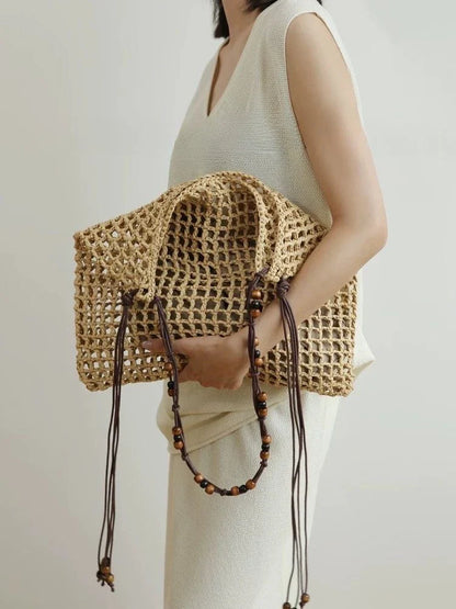 Solana Women's Straw Beach Tote Bag Natural - VibreMode