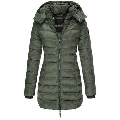 Women's Down Filled Parka Coat Long Hooded Waterproof Black