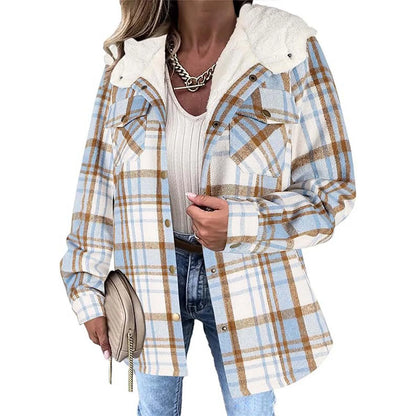 Women's Plaid Sherpa Jacket