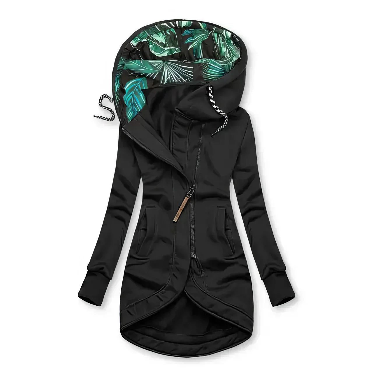 Women's Hooded Longline Zip Up Jacket - VibreMode