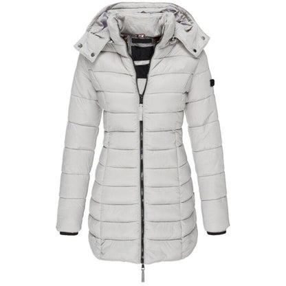 Women's Down Filled Parka Coat Long Hooded Waterproof Black - VibreMode