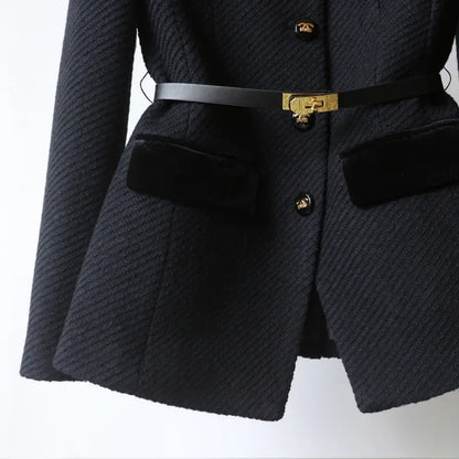 Women's Wool Coat Button Closure Warm Beige