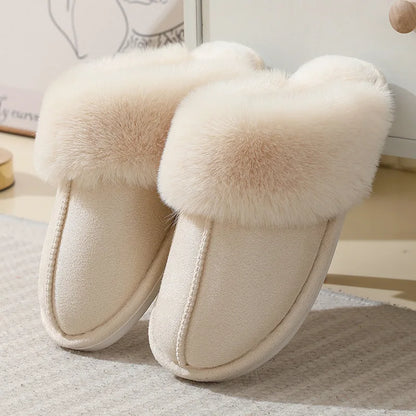 Women's Plush Indoor Slippers Soft Lining Warm Beige