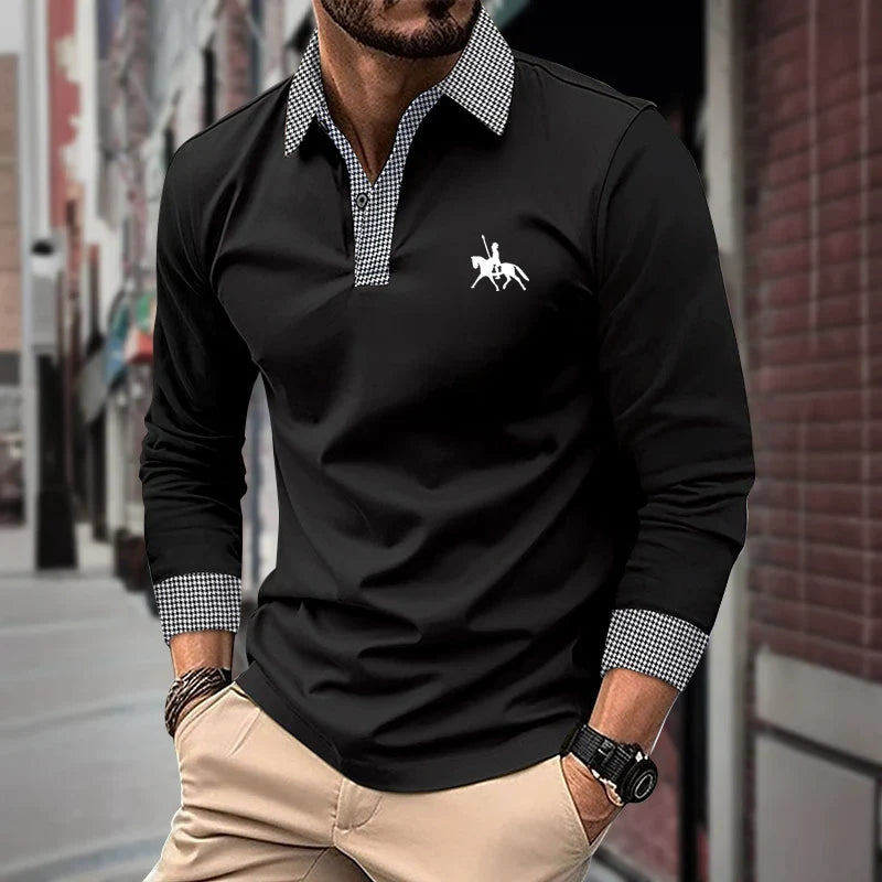 Men's Slim Fit Long Sleeve Polo Shirt