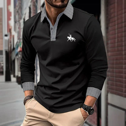 Men's Slim Fit Long Sleeve Polo Shirt