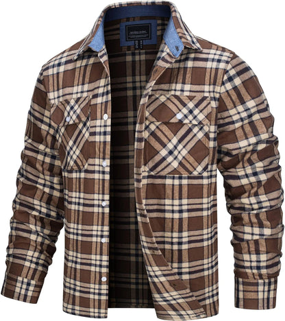 Cotton Checked Flannel Shirt Jacket - VibreMode