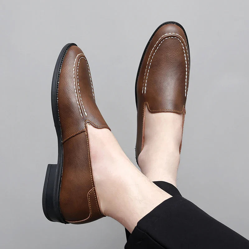 Real Leather Slip On Loafers