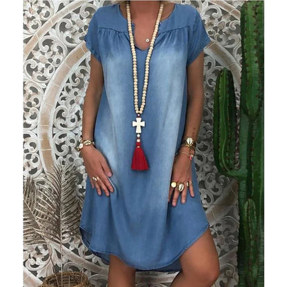 Women's Flowy Denim Dress - VibreMode