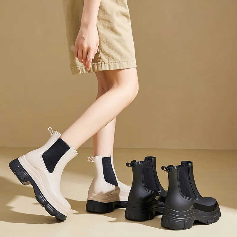Women's Waterproof Chelsea Boots Chunky Slip-Resistant Outsole