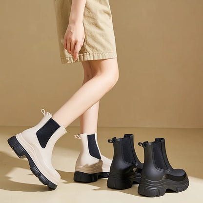 Women's Waterproof Chelsea Boots Chunky Slip-Resistant Outsole