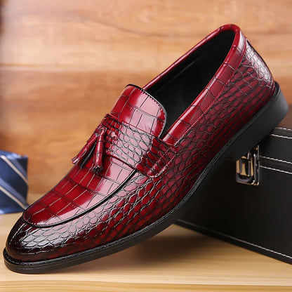Men's Slip-On Dress Shoes Leather Black - VibreMode