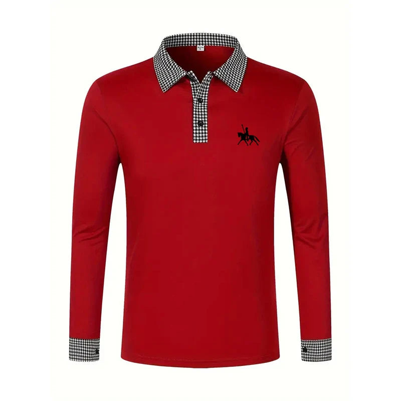 Men's Slim Fit Long Sleeve Polo Shirt