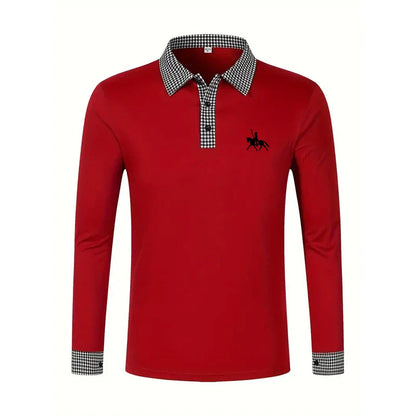 Men's Slim Fit Long Sleeve Polo Shirt