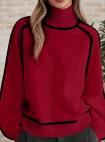 Luxurious Red Cable Knit Sweater