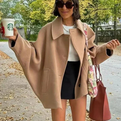 Women's Oversized Winter Coat Long Sleeve Button Front Jacket