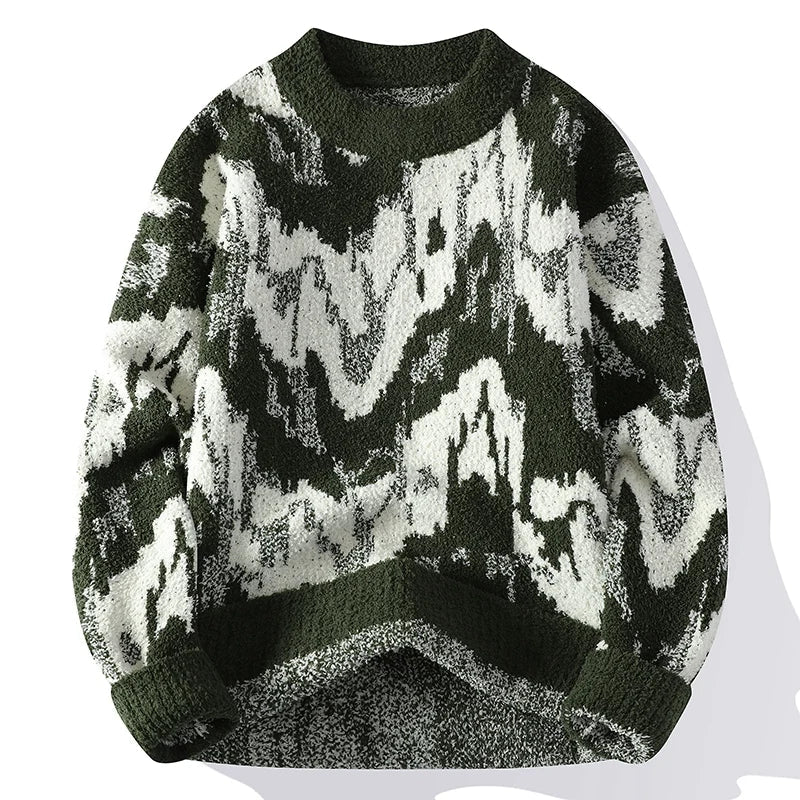 Unique Patterned Crew Neck Sweater - VibreMode