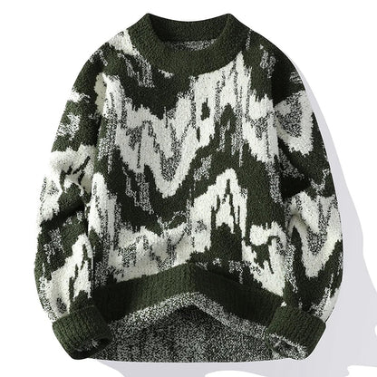 Unique Patterned Crew Neck Sweater - VibreMode