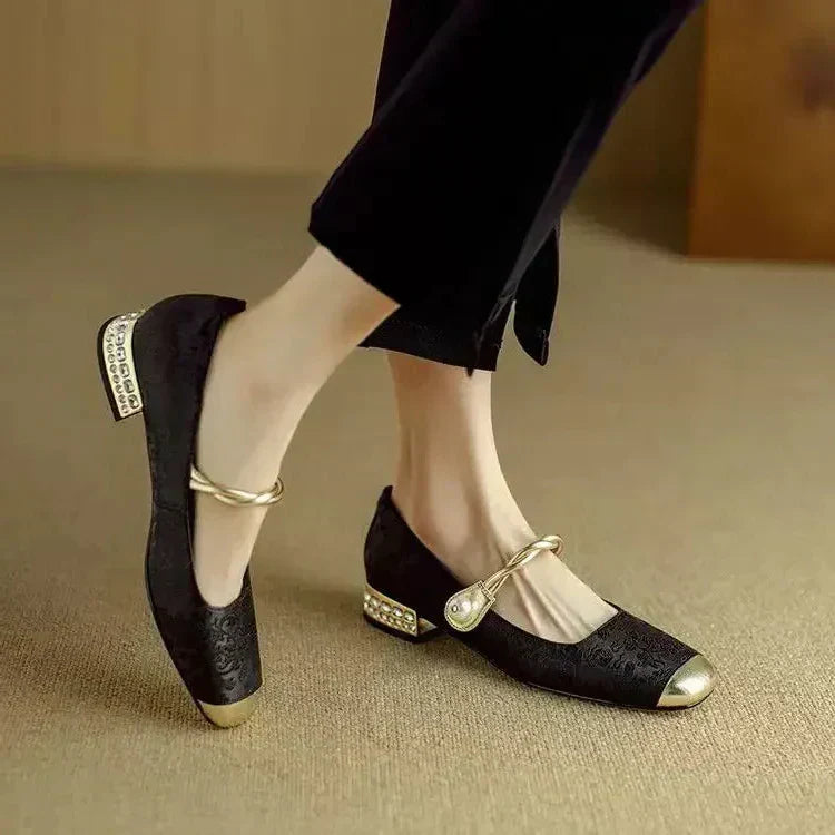 Sparkly Buckle Mary Jane Pumps for Women