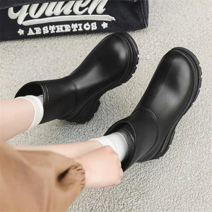 Women's Waterproof Mid-Calf Boots Thick Slip-Resistant Outsole