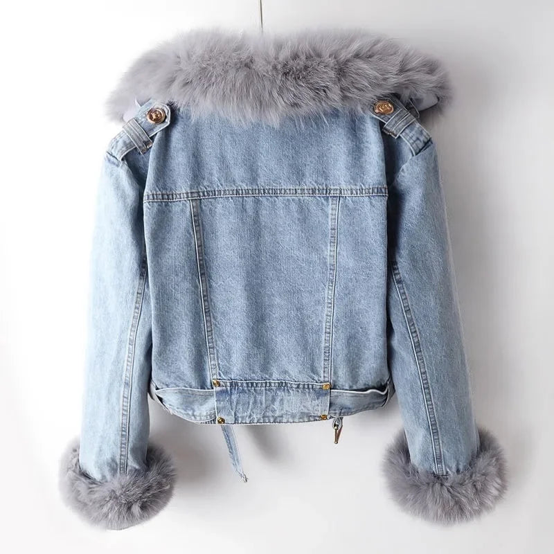 Denim Jacket Fur Lined Blue