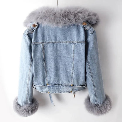 Denim Jacket Fur Lined Blue