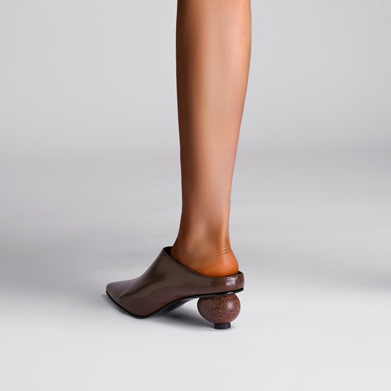 Round Toe Block Heel Mules