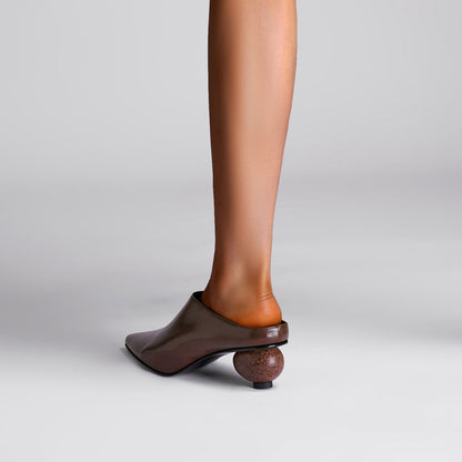 Round Toe Block Heel Mules