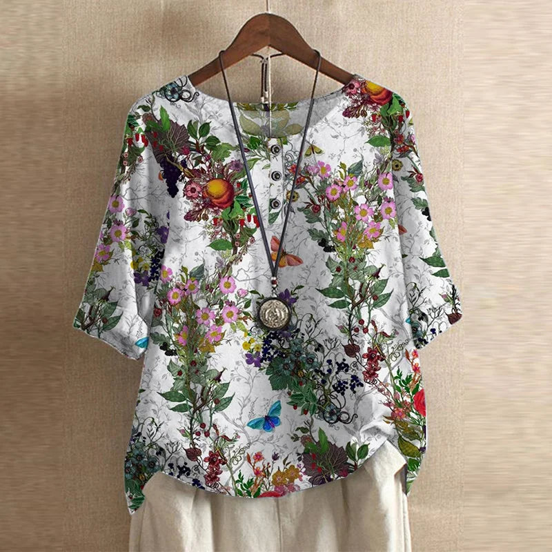 Women's Floral Print Blouse Soft
