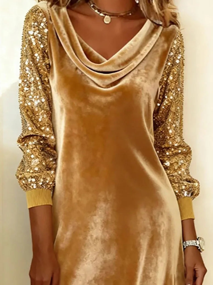Flowy Sequin Midi Party Dress