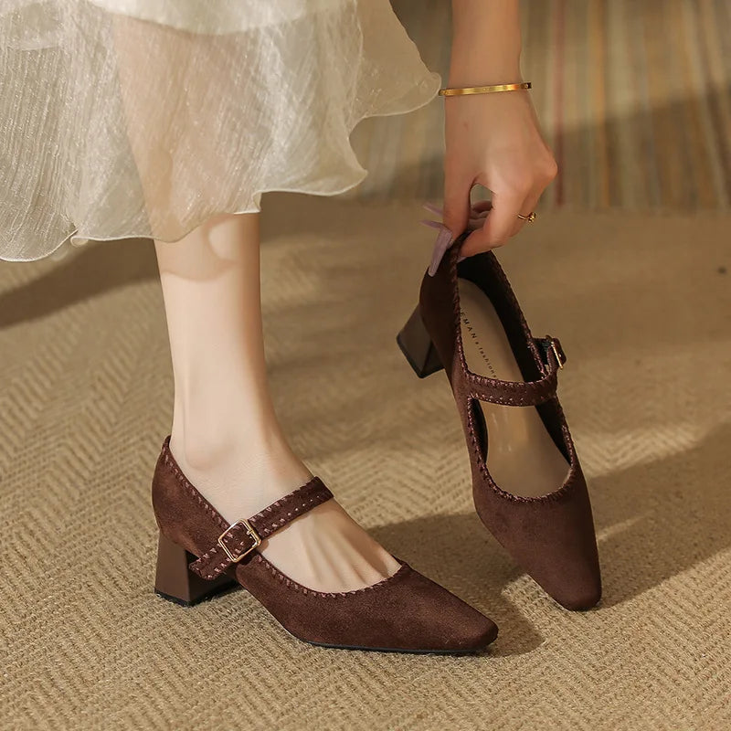Ankle Suede High Heels