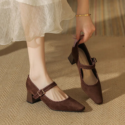 Ankle Suede High Heels