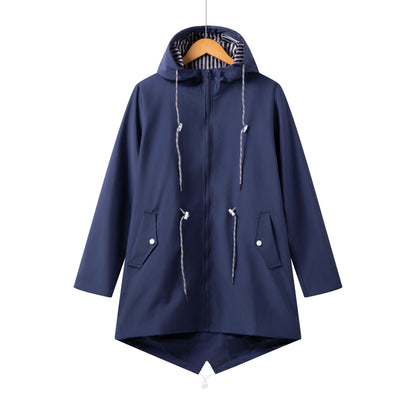 Women's Waterproof Trench Coat With Hood Casual