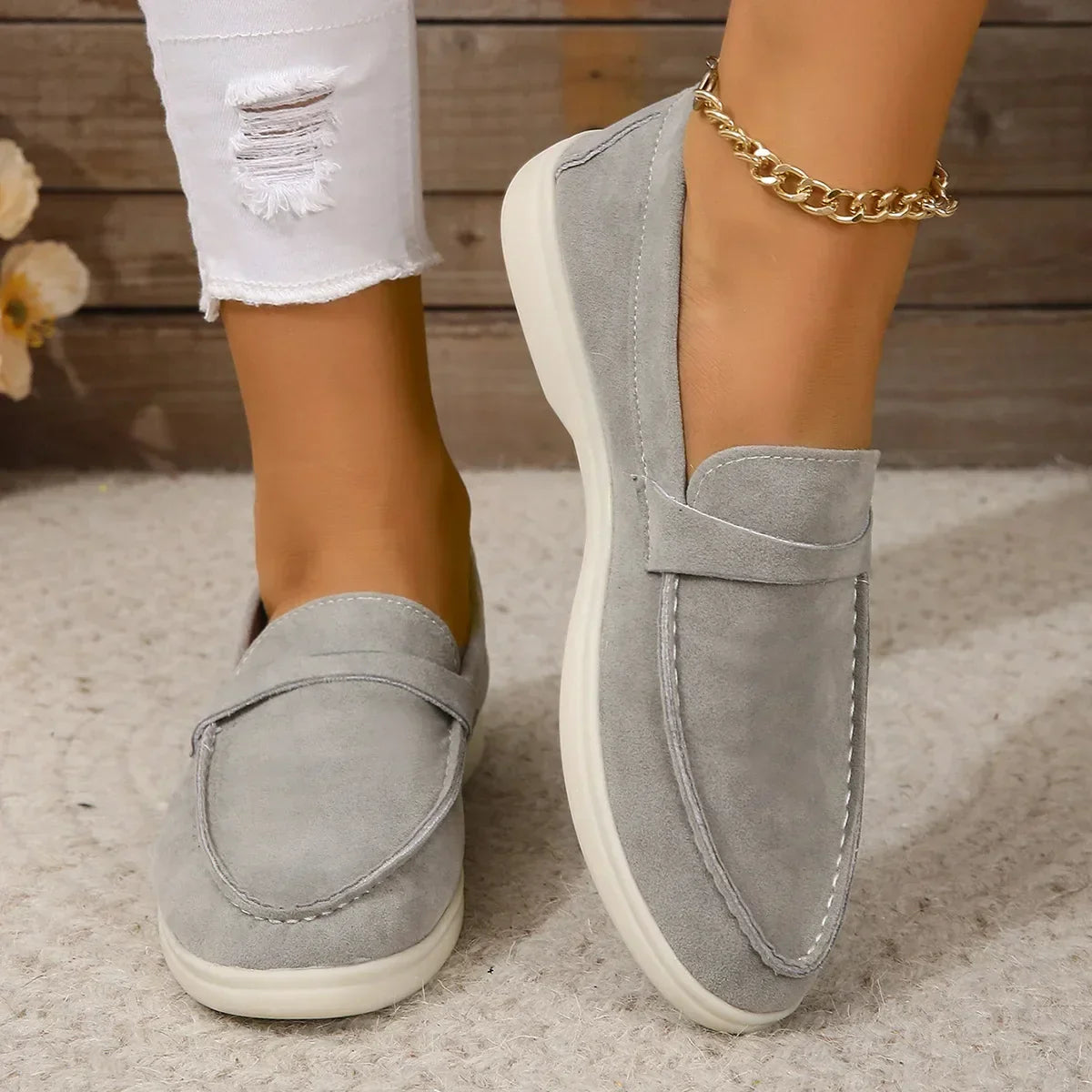 Brown Leather Slip On Shoes
