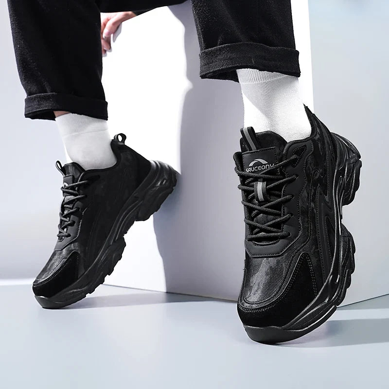 Authentic Black Leather Sneakers