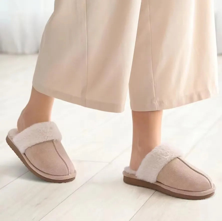 Women's Plush Indoor Slippers Soft Lining Warm Beige