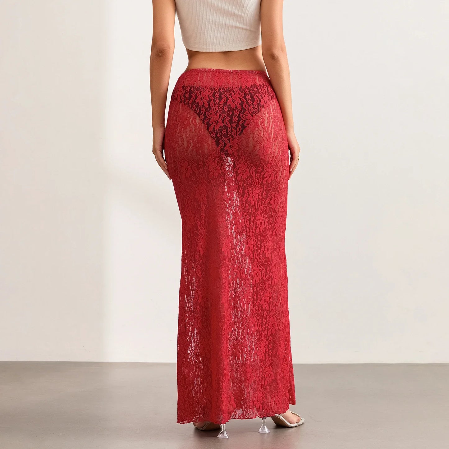 Women's Sheer Lace See Through Skirt