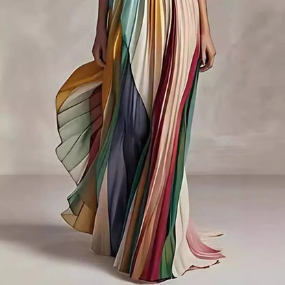 Women's Strapless Rainbow Maxi Dress