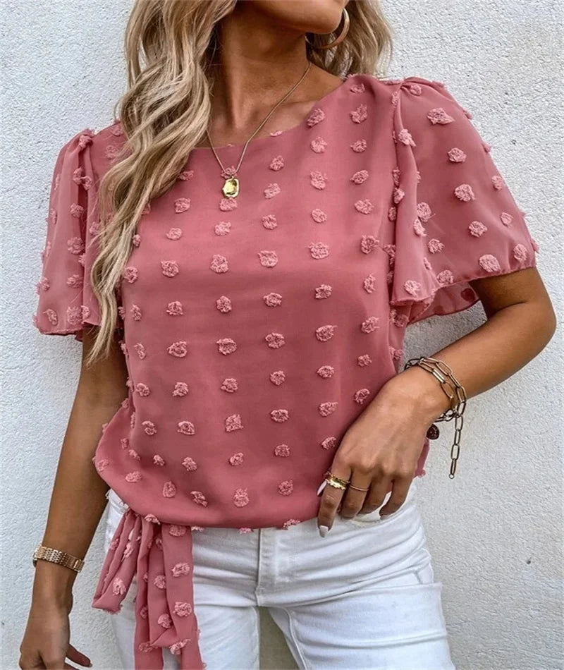 Women's Floral Blouse Tie Waist - VibreMode