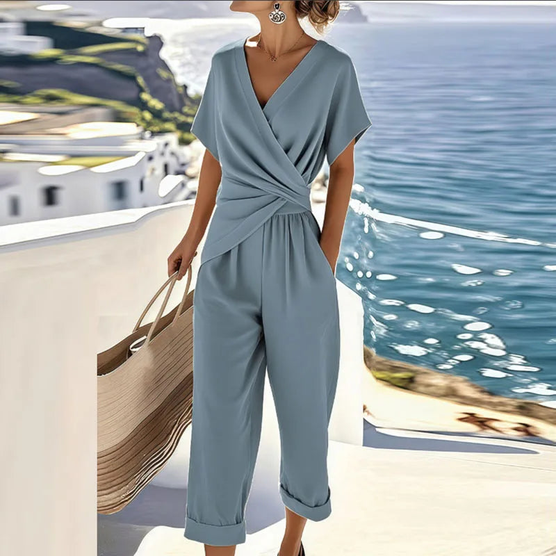 Women's Two Piece Wrap Ankle Length Pants Set