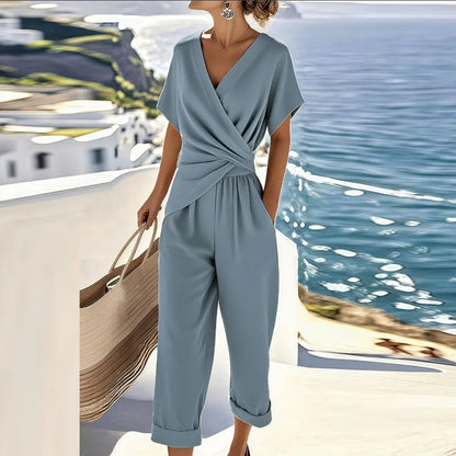 Women's Two Piece Wrap Ankle Length Pants Set