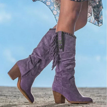 Women's Knee-High Block Heel Boots