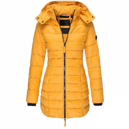 Women's Down Filled Parka Coat Long Hooded Waterproof Black