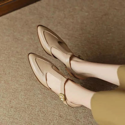 Elegant Women's Pointed Toe Flat Shoes with Buckle Strap