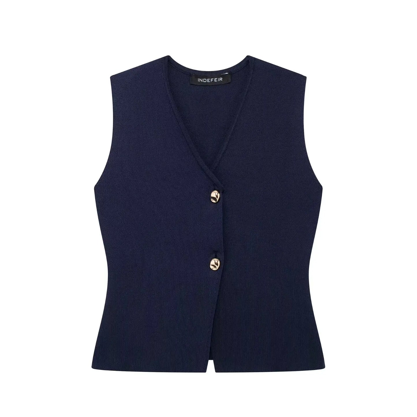 Women's Knitted Vest Sleeveless Button Front