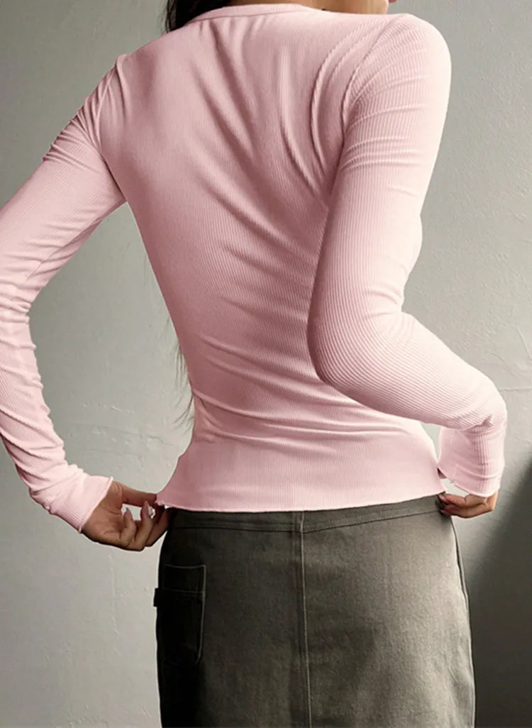 Minimalist Men's Ribbed Henley Shirt