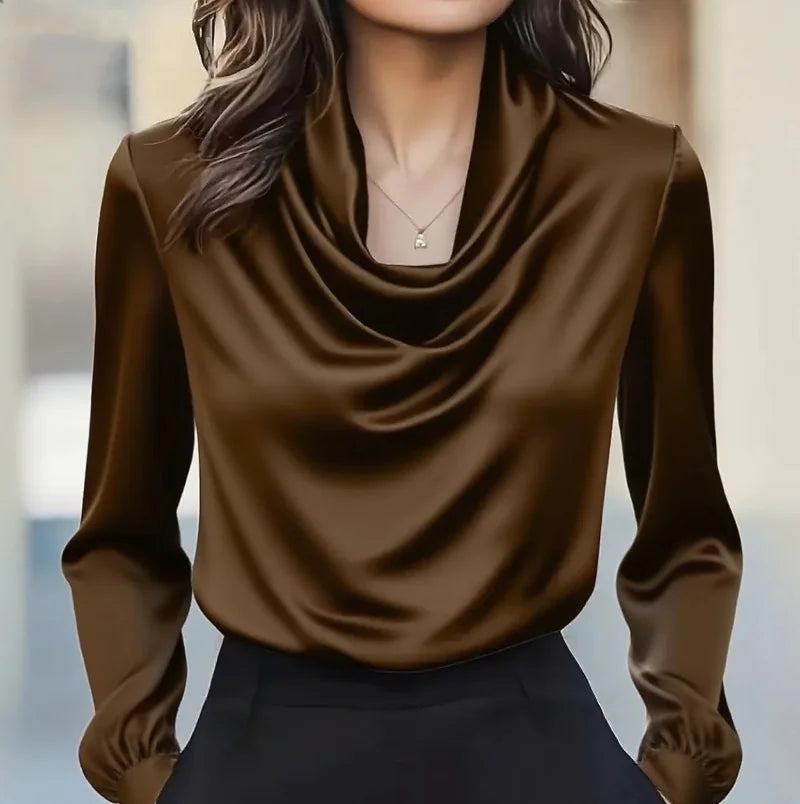 Women's Cowl Neck Satin Blouse