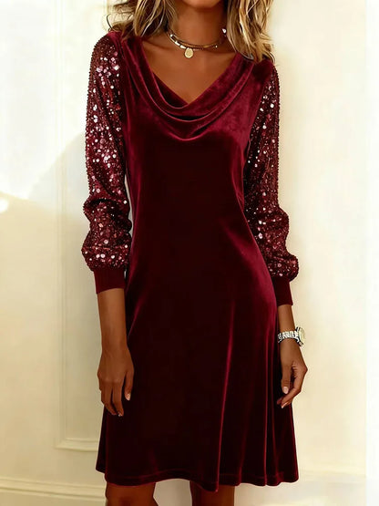 Flowy Sequin Midi Party Dress